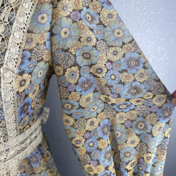 Gunne Sax Black Label Vintage Floral Cottage Prairie Dress Size 9 S Long Sleeve - Picture 5 of 11
